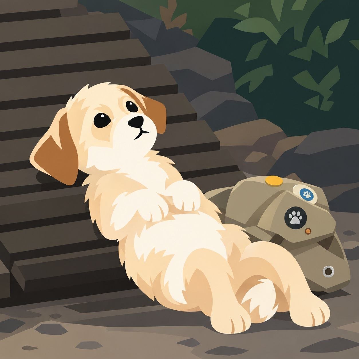 Cali relaxing on steps